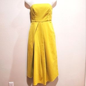 Tibi Yellow Strapless Dress Asymmetrical